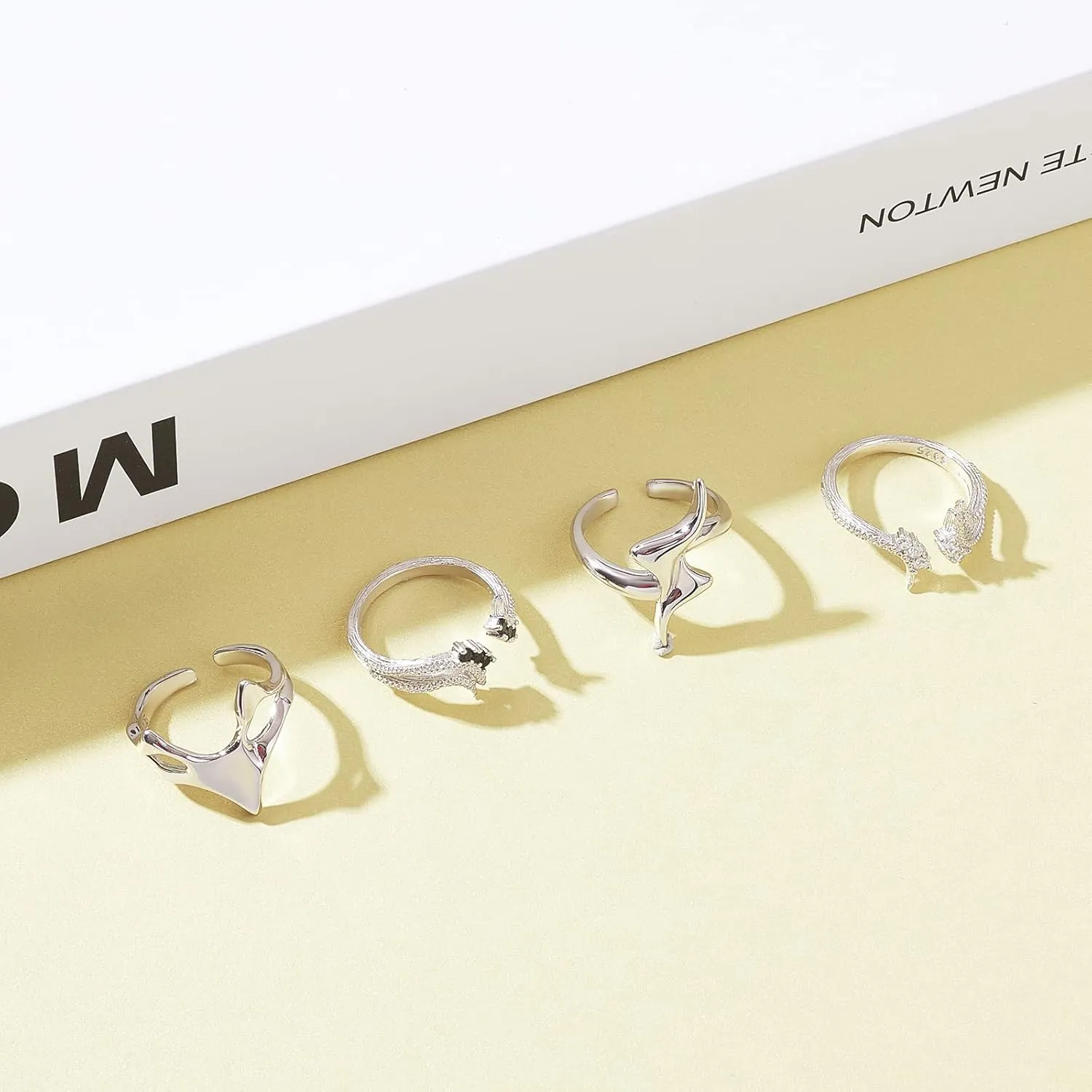 Ornaland Women Open Rings Adjustable 925 Sterling Silver Rings Fashion Cuff Finger Ring Simple Vintage Knuckle Ring Jewelry Gift for Women Men, Platinum