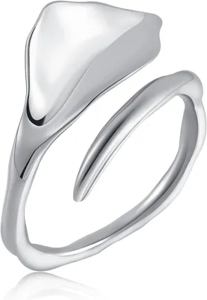 Ornaland Women Open Rings Adjustable Cuff Finger Ring 925 Sterling Silver Plated Platinum Ring Simple Stackable Rings Jewelry Accessories Gift for Birthday, Platinum
