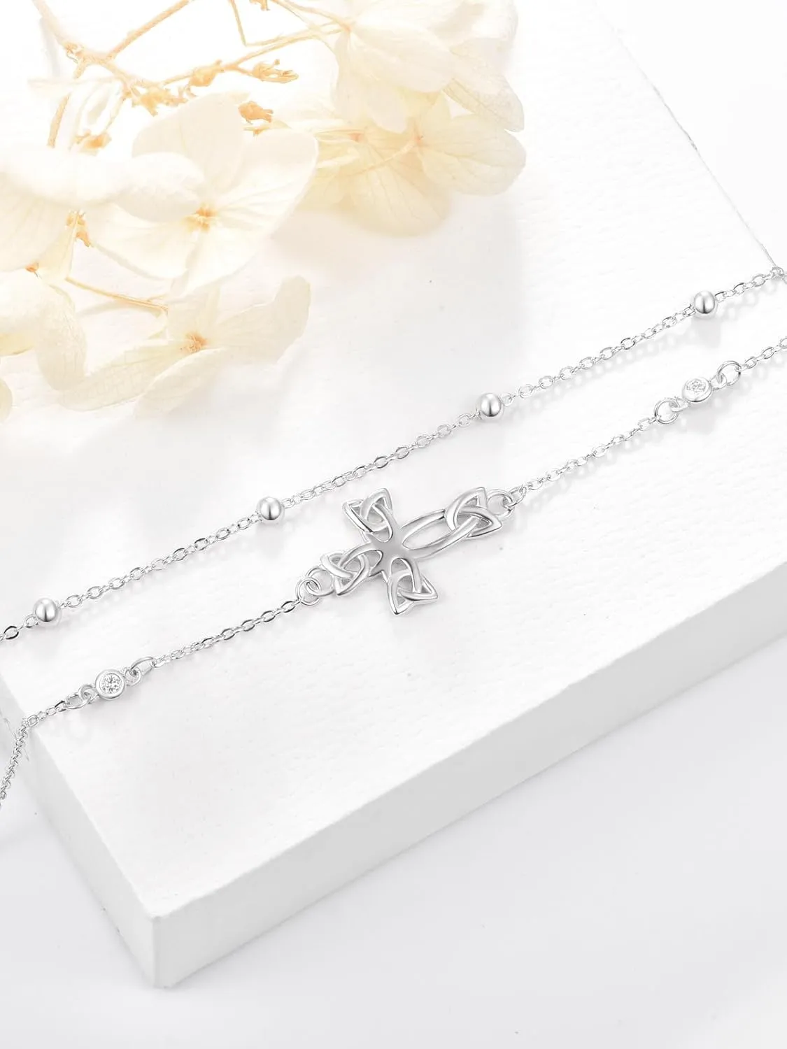 Palpitate 925 Sterling Silver Ankle Bracelet Multilayer Anklets for Women Star, Cross, Infinity, Butterfly Layered Anklet Jewelry
