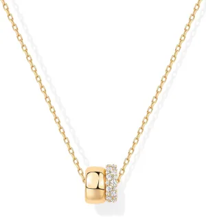 PAVOI 14K Gold Plated Cubic Zirconia Rondelle Pendant Necklace for Women | Two-Toned Dainty CZ Necklaces