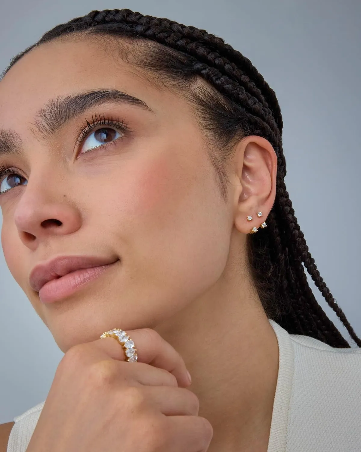 PAVOI 14K Gold Plated Sterling Silver Posts Double Half Huggie Earring Jacket Pack for Women - Gold Statement Loop Hoop Earring Set - Heart Ball Cubic Zirconia Screwback Studs
