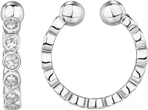 PAVOI 925 Sterling Silver 14K Gold Plated Cubic Zirconia Sparkling Round Huggie Ear Cuff Gold Earrings for Women | Clip On Cartilage