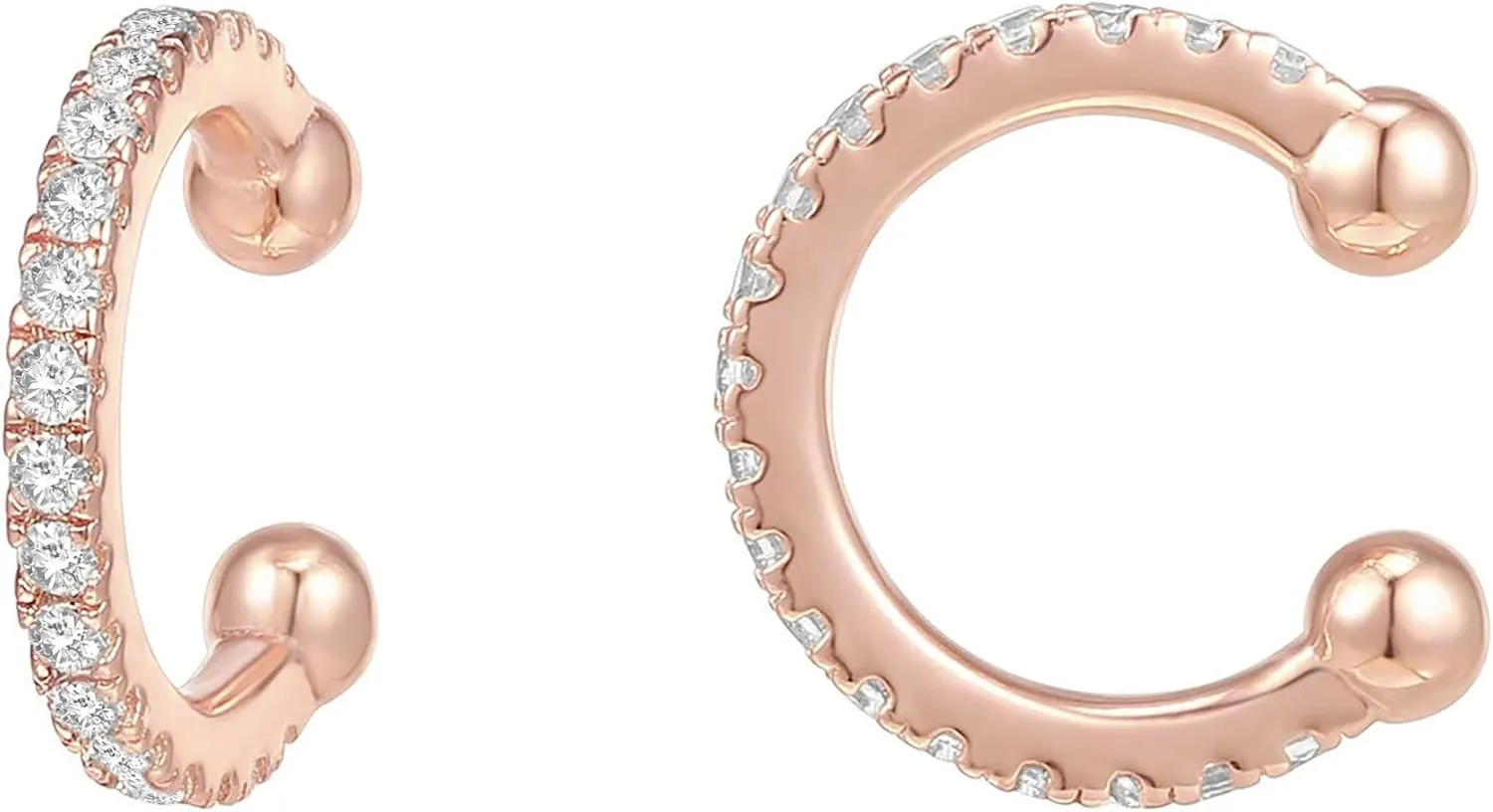 PAVOI 925 Sterling Silver 14K Gold Plated Cubic Zirconia Sparkling Round Huggie Ear Cuff Gold Earrings for Women | Clip On Cartilage