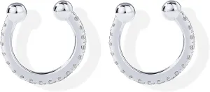 PAVOI 925 Sterling Silver 14K Gold Plated Cubic Zirconia Sparkling Round Huggie Ear Cuff Gold Earrings for Women | Clip On Cartilage