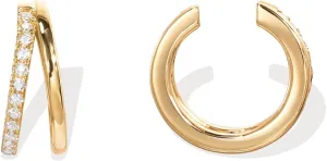 PAVOI 925 Sterling Silver 14K Gold Plated Cubic Zirconia Sparkling Round Huggie Ear Cuff Gold Earrings for Women | Clip On Cartilage