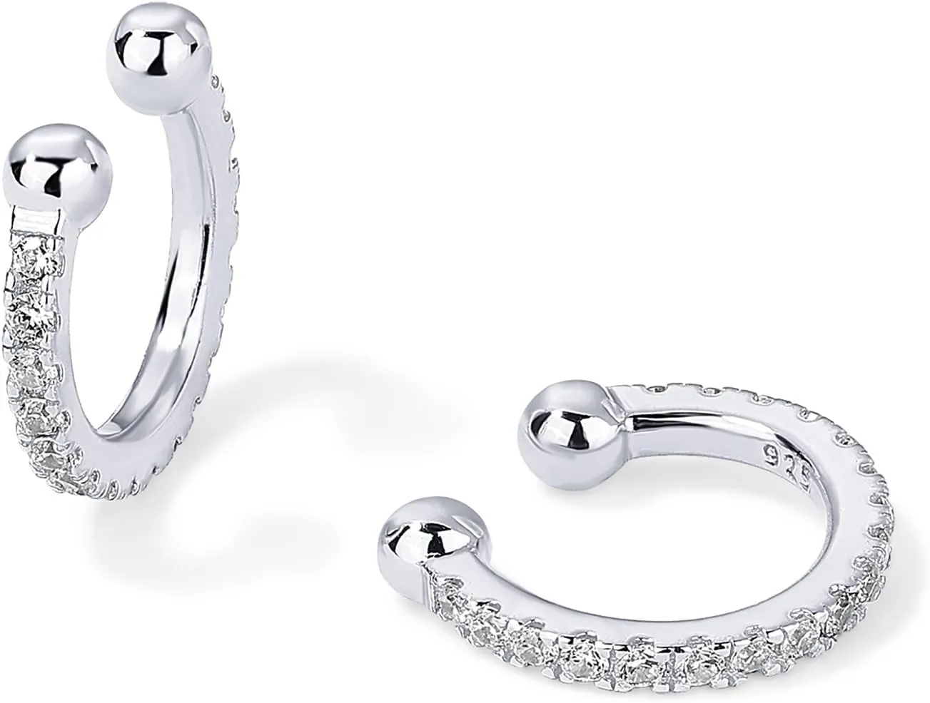 PAVOI 925 Sterling Silver 14K Gold Plated Cubic Zirconia Sparkling Round Huggie Ear Cuff Gold Earrings for Women | Clip On Cartilage