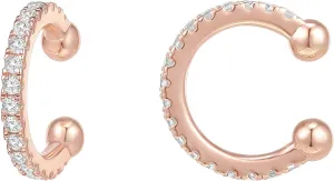 PAVOI 925 Sterling Silver 14K Gold Plated Cubic Zirconia Sparkling Round Huggie Ear Cuff Gold Earrings for Women | Clip On Cartilage