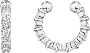 PAVOI 925 Sterling Silver 14K Gold Plated Cubic Zirconia Sparkling Round Huggie Ear Cuff Gold Earrings for Women | Clip On Cartilage