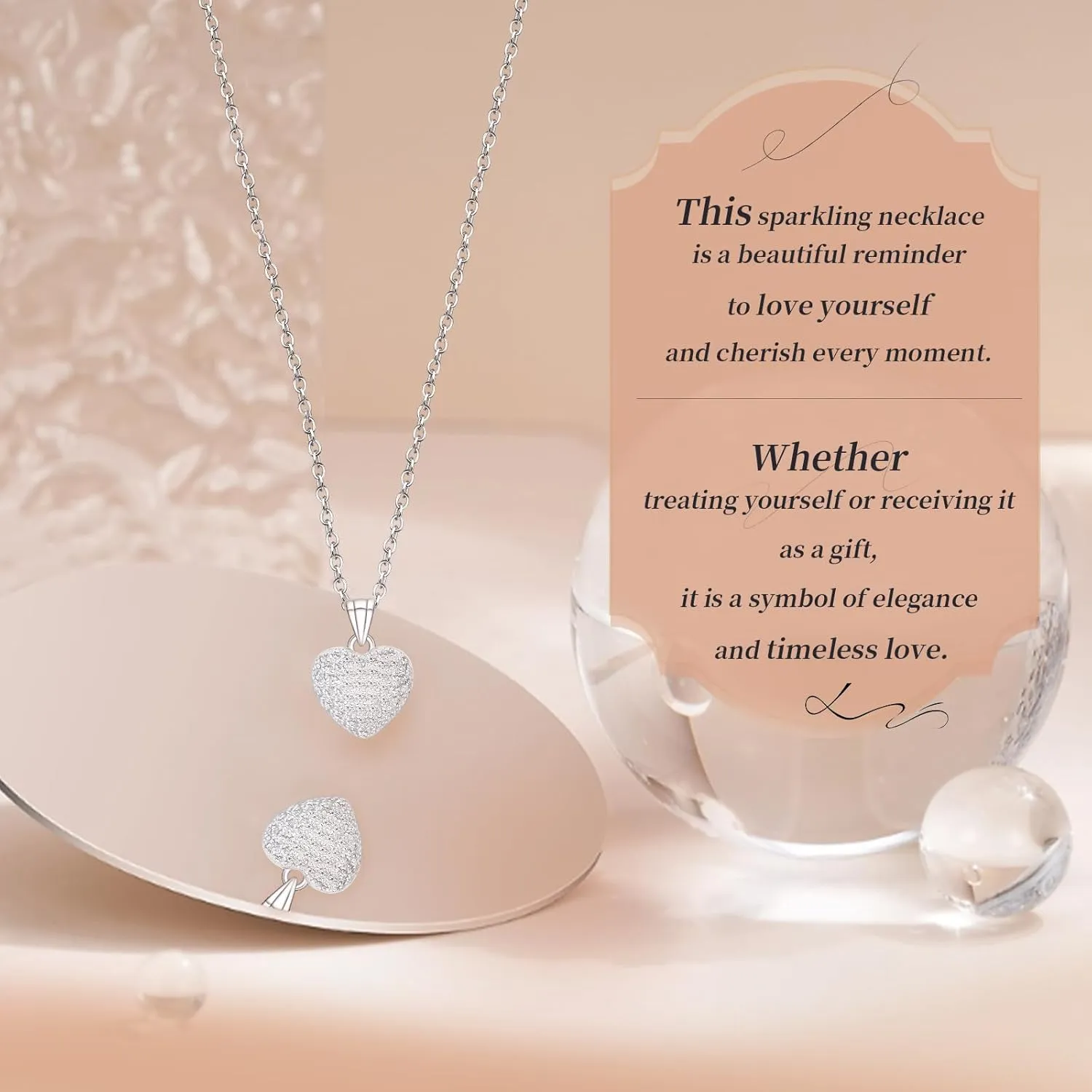Pendant Necklaces for Women 925 Sterling Silver with Moissanite & Genuine Jewelry, Lucky Clover, Butterfly, Pink Crystal Heart Design, 14K White Gold Plated Nacklace, Mom Wife Women's Birthday Gifts