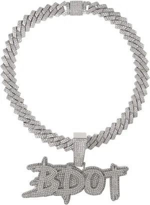 Personalized Custom Name Necklace for Men Personalized Pendants Iced Out Charms Hip Hop Rock Jewelry Collares Hombre Zirconia Hip Hop Fashion Jewelry Charms(No Chain) (Silver,1 Letter)