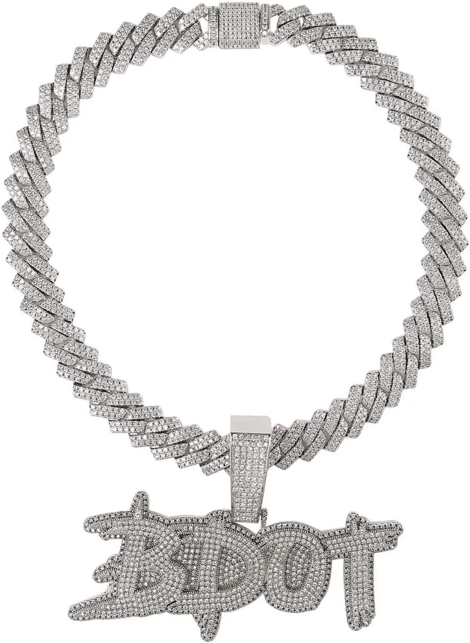 Personalized Custom Name Necklace for Men Personalized Pendants Iced Out Charms Hip Hop Rock Jewelry Collares Hombre Zirconia Hip Hop Fashion Jewelry Charms(No Chain) (Silver,1 Letter)