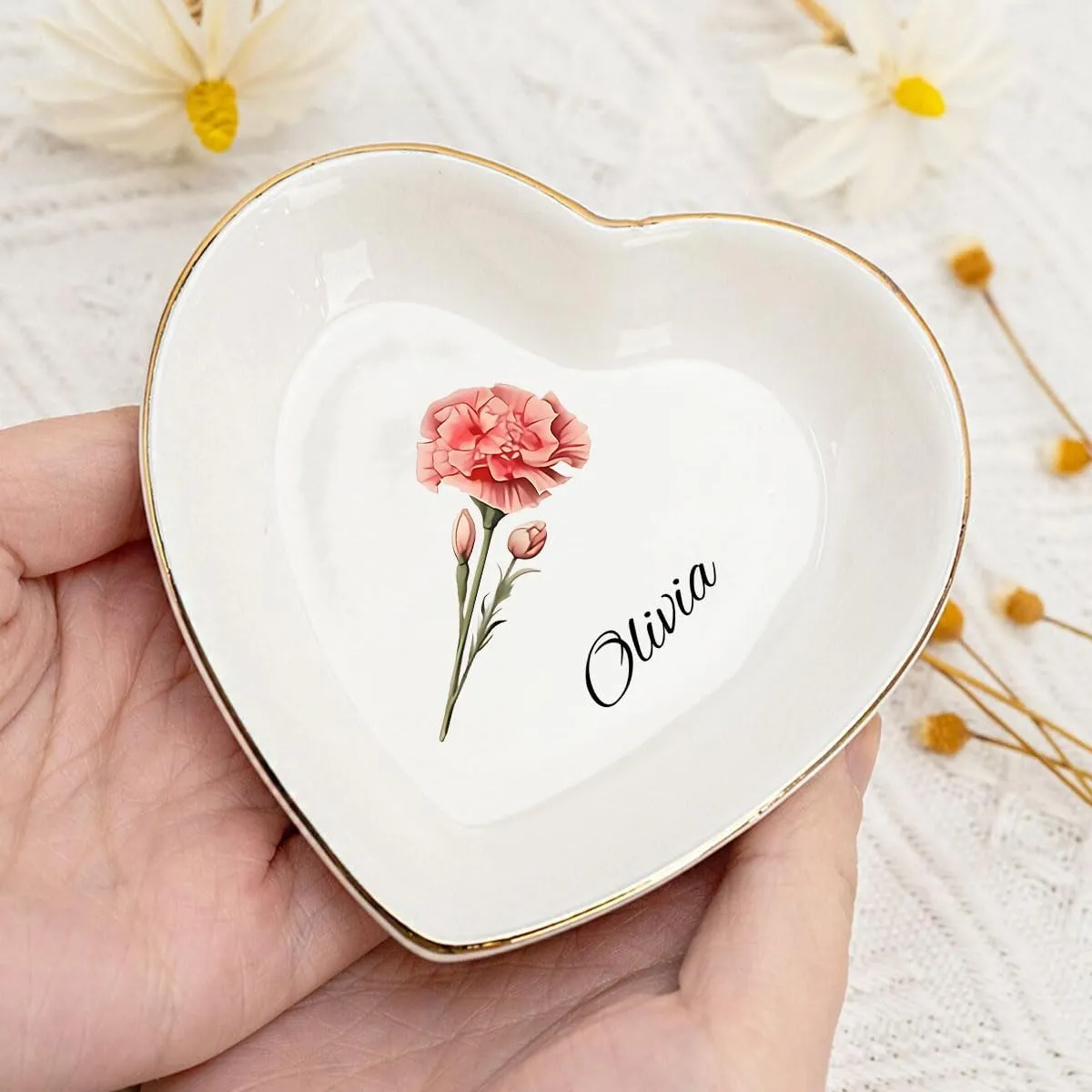 Personalized Jewelry Dish Best Friend Birthday Gifts - Ceramic Trinket Tray Heart Shape Customized Friendship Gift for Women Friends Bridesmaid Wedding Gifts