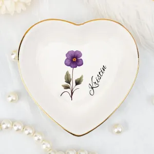 Personalized Jewelry Dish Best Friend Birthday Gifts - Ceramic Trinket Tray Heart Shape Customized Friendship Gift for Women Friends Bridesmaid Wedding Gifts