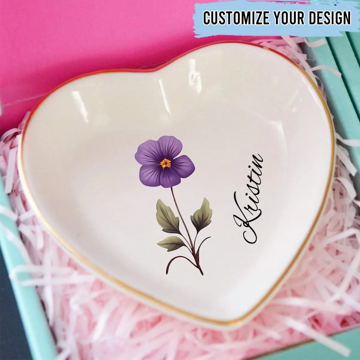 Personalized Jewelry Dish Best Friend Birthday Gifts - Ceramic Trinket Tray Heart Shape Customized Friendship Gift for Women Friends Bridesmaid Wedding Gifts
