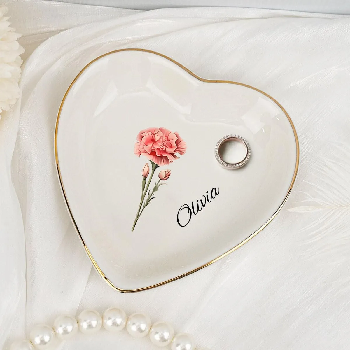 Personalized Jewelry Dish Best Friend Birthday Gifts - Ceramic Trinket Tray Heart Shape Customized Friendship Gift for Women Friends Bridesmaid Wedding Gifts