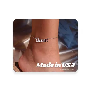 Personalized Name Anklet 925 Sterling Silver - Initial Anklet for Women, Custom Name Anklets, Elegant Guilloche Design Anklet, Unique Gift for Her, Premium Quality Jewelry Accessory