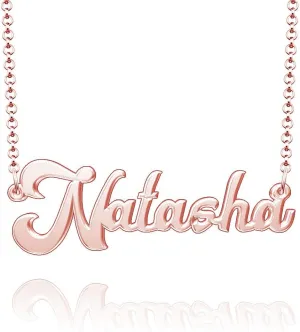 Personalized Name Necklace 10k Rose Gold Plated Sterling Silver Custom Nameplate