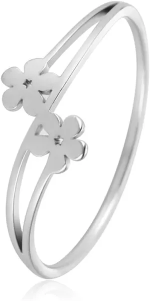 Pingyongchang Daisy Flower Rings Stainless Steel Daisy Ring Gold Minimalist Stacking Ring Statement Simple Aesthetic Jewelry Gift for Women