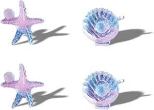 Plastic Earrings for Women Starfish Stud Flatback Cute Blue Summer Jewelry Gift