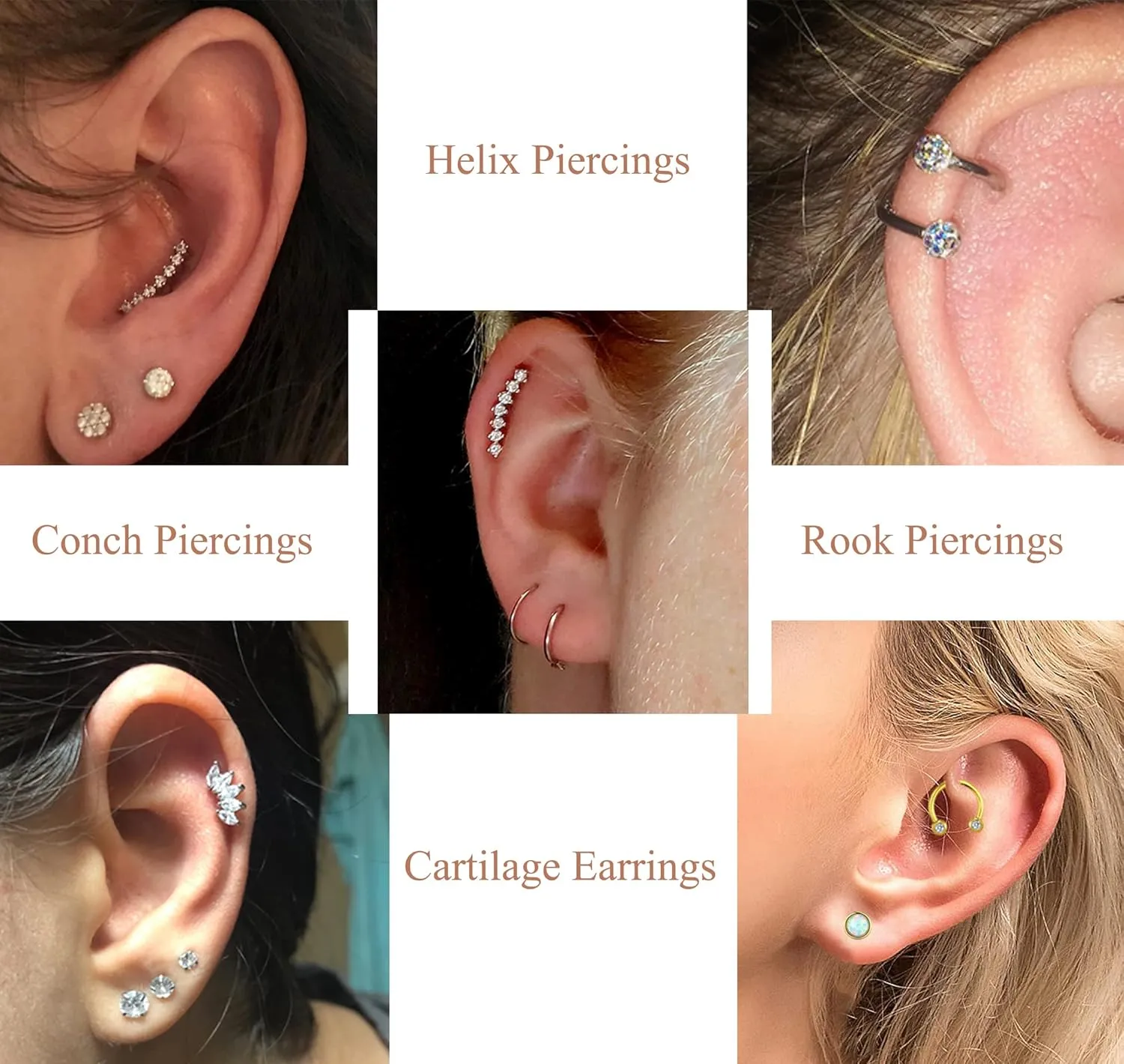 PLOMFOV 20G Stainless Steel Stud Earrings Set for Women & Men - CZ Leaf Heart Star Moon Butterfly Flat Back & Cartilage Earrings - Stud Hoops & Helix Tragus Piercing Jewelry