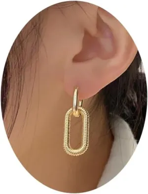 PLwelth Gold Hoop Earrings Small Huggie Earrings for Women Cute Diamond Hoop Drop Earrings Paperclip Link Chain Dangle Earrings Hypoallergenic Jewelry Gifts for Birthday Christmas