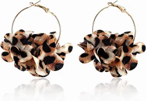 PLwelth Leopard Hoop Earrings for Women Large Hoop Drop Gold Earrings Jewelry Gifts for Birthday Christmas Stocking Stuffers