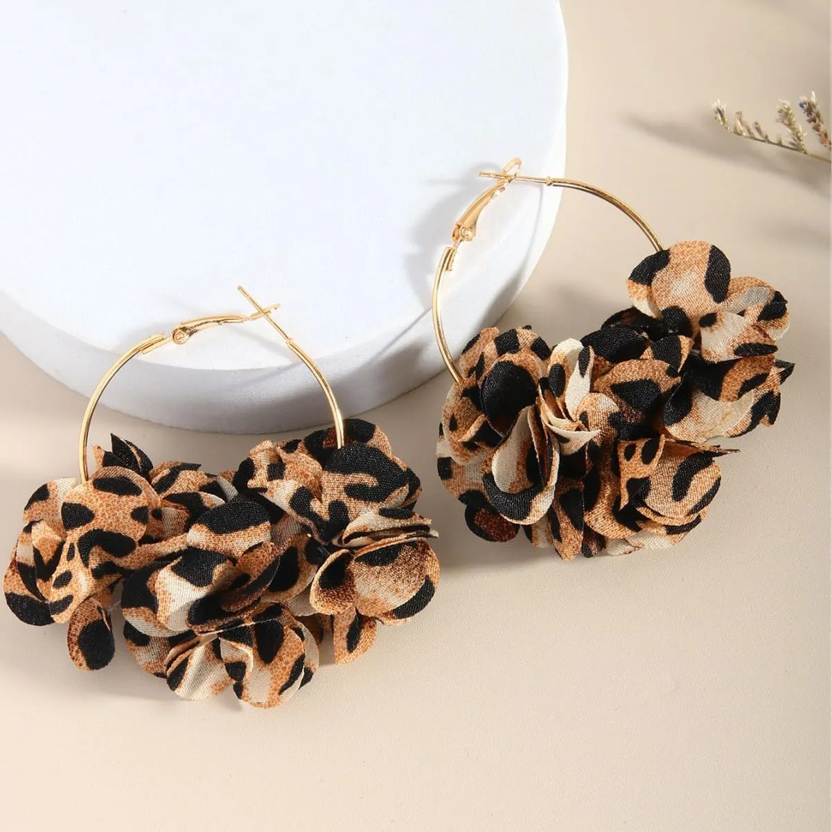 PLwelth Leopard Hoop Earrings for Women Large Hoop Drop Gold Earrings Jewelry Gifts for Birthday Christmas Stocking Stuffers