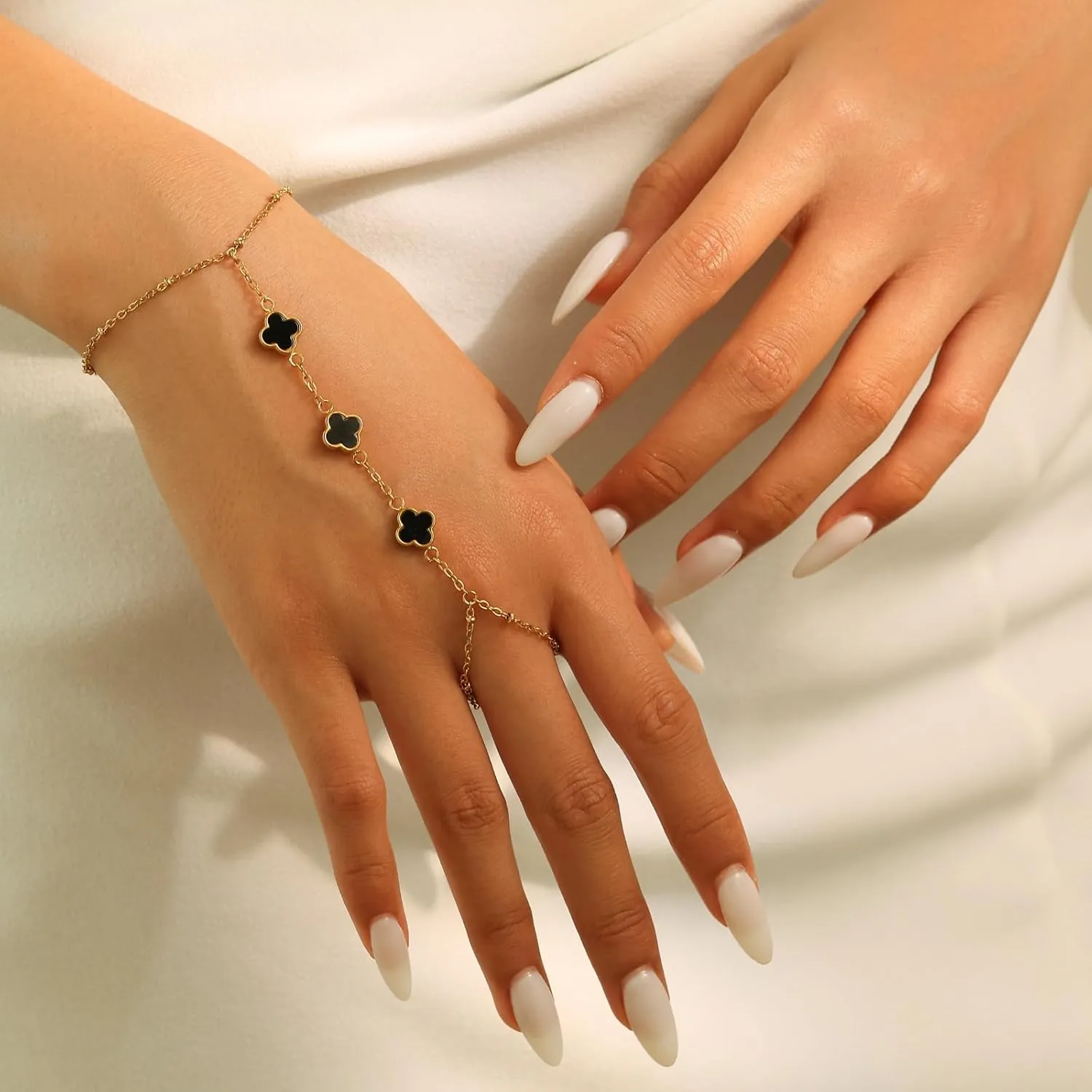 POWER WING Hand Chain Bracelet Ring Bracelet Hand Chain 14k Gold Bracelets for Women Ring Chain Gifts for Women Trendy Stuff