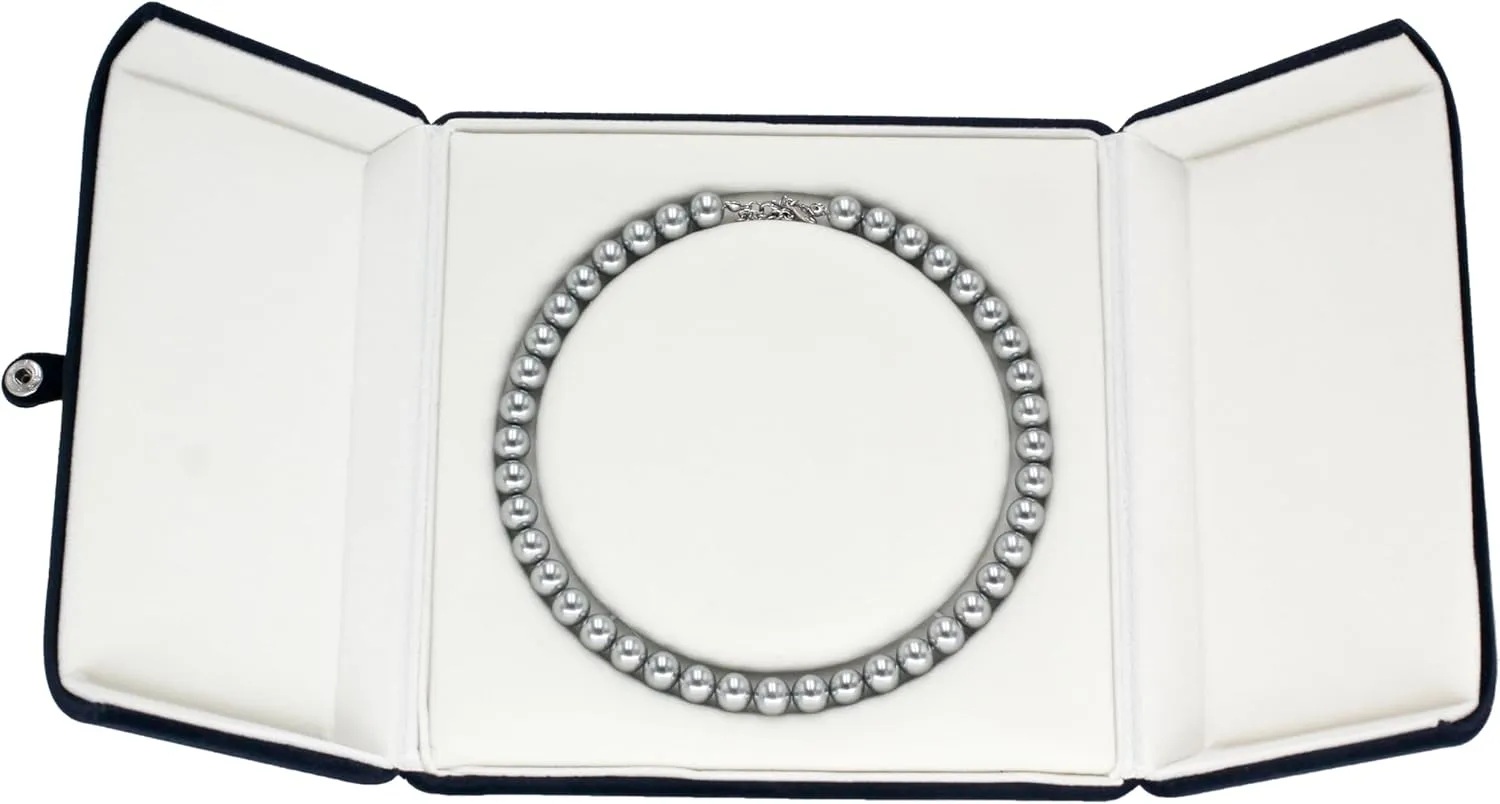 Premium velvet pearl necklace jewelry boxwedding jewelry box, holiday gifts, jewelry counter display, beautiful appearance, excellent texture (Dark Blue)