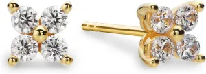 Princess Collection - "Sweetheart Daisy" - 0.23 Inch (1.0 Carat/Pair) Cubic Zirconia 22K Gold-Plated Stud Earrings For Sensitive Ears