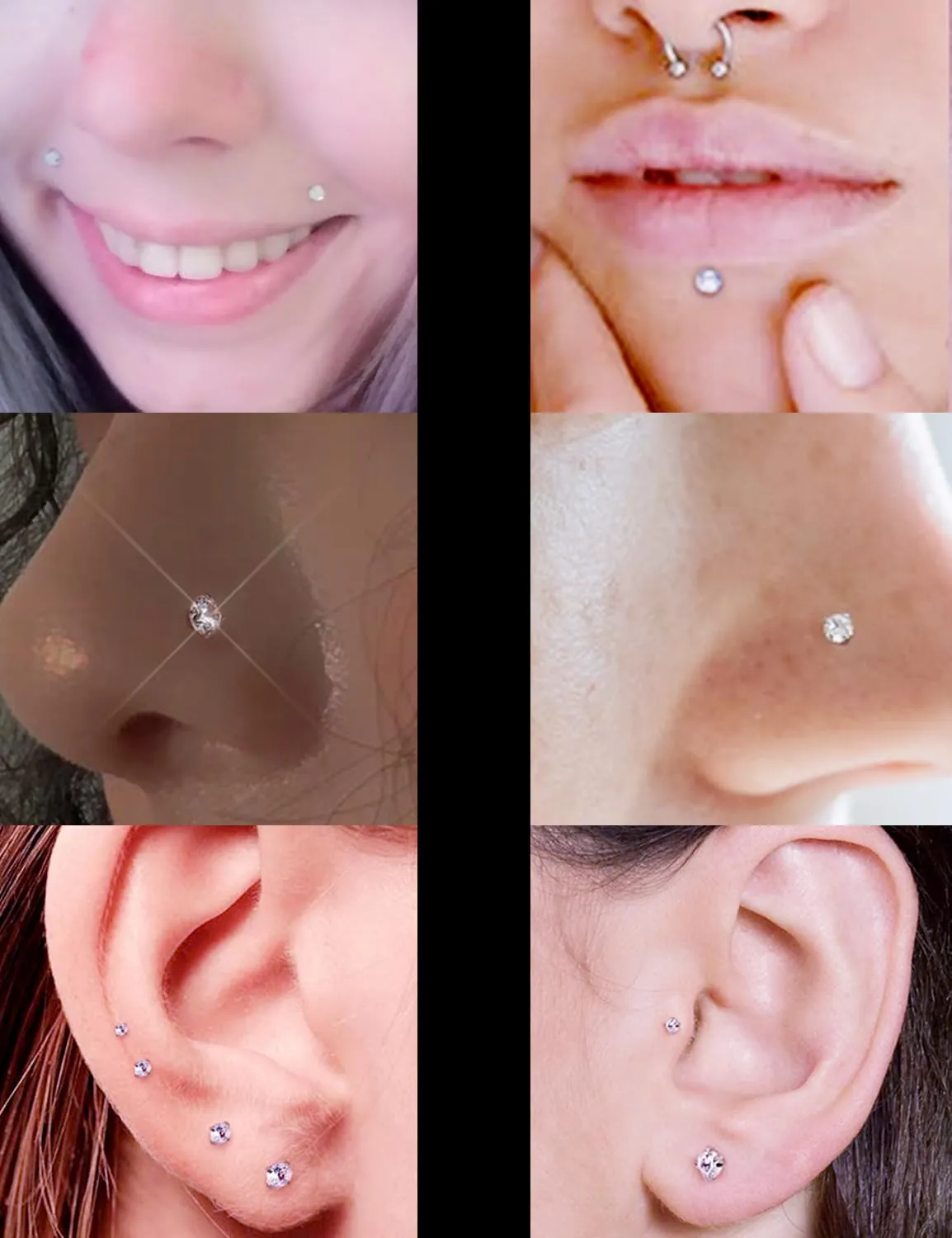 Prjndjw Threadless Nose Rings Stud 20G 18G 16G Flat Back Nose Stud Surgical Steel Push In Nose Rings Opal Heart CZ Hypoallergenic Nose Piercing Lip Medusa Tragus Studs Earrings Piercing Taper