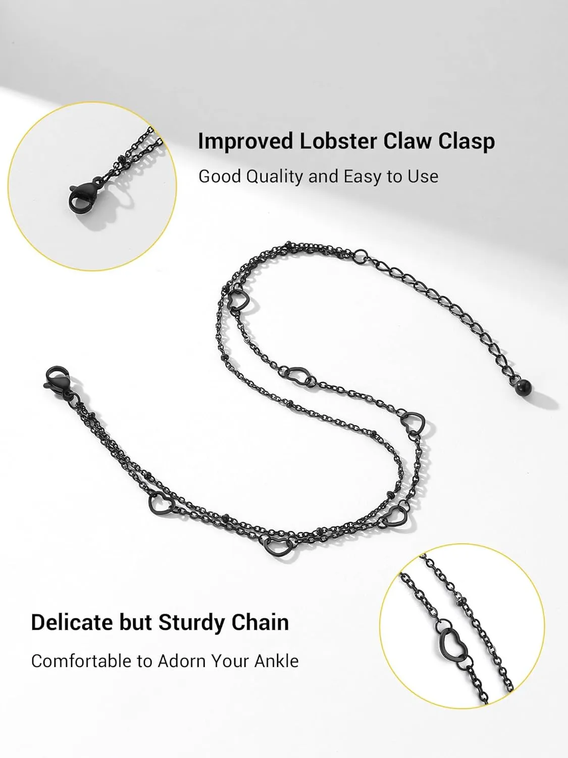PROSTEEL Stainless Steel Chain Anklets for Women, Silver/Gold Tone, Ankle Bracelets Hypoallergenic, 8-10.5 Inch Adjustable, Come with Box