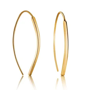 Pull Through Earrings 14k Gold Earrings Sterling Silver Hoop Earrings,Handmade Wire Open Hoops Threader Earrings Hypoallergenic Earrings For Women Teens Girls