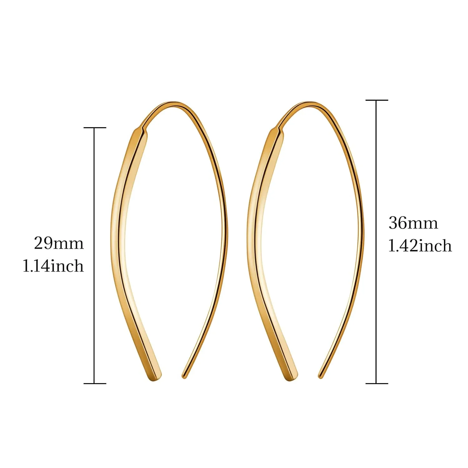 Pull Through Earrings 14k Gold Earrings Sterling Silver Hoop Earrings,Handmade Wire Open Hoops Threader Earrings Hypoallergenic Earrings For Women Teens Girls