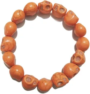 Punk Personality Colorful Skull Bead Skeleton Bracelets Delicate Gothic Charm Head Bone Stone Seed Elastic Strand Bracelets Tibetan Prayer Mala Bangle for Men Women Hip Hop Jewelry