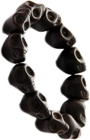 Punk Personality Colorful Skull Bead Skeleton Bracelets Delicate Gothic Charm Head Bone Stone Seed Elastic Strand Bracelets Tibetan Prayer Mala Bangle for Men Women Hip Hop Jewelry
