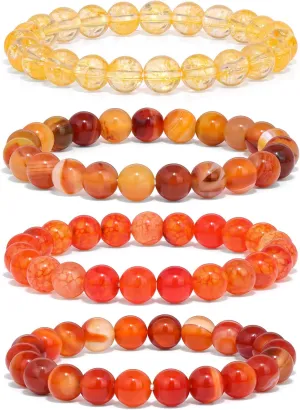 Raicegs 4PCS Colorful Beads Bracelet Healing Crystal Bracelet for Women Men Natural Stone 8mm Stack Gemstone Spiritual Jewelry Gift for Women Men