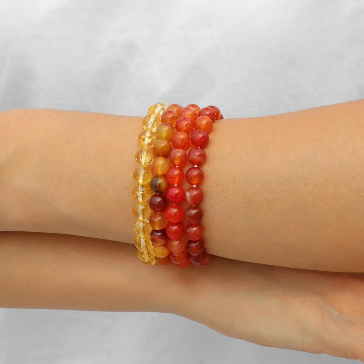 Raicegs 4PCS Colorful Beads Bracelet Healing Crystal Bracelet for Women Men Natural Stone 8mm Stack Gemstone Spiritual Jewelry Gift for Women Men