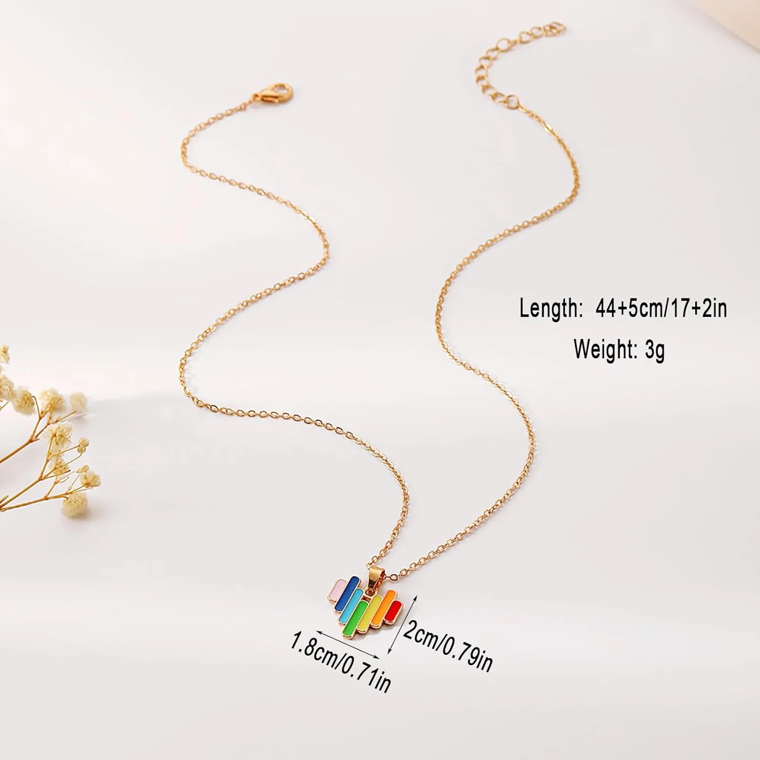Rainbow Pride Necklace Rainbow Heart Shape Pendant Necklace for Men Women Gay Lesbian Couple LOVE WINS Charm Chain Necklaces Pride Month LGBT Parade Jewelry Gift