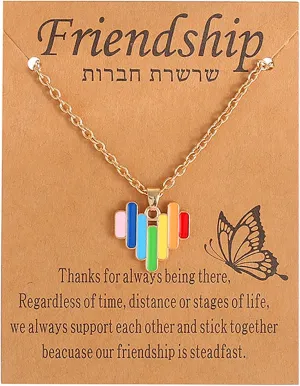 Rainbow Pride Necklace Rainbow Heart Shape Pendant Necklace for Men Women Gay Lesbian Couple LOVE WINS Charm Chain Necklaces Pride Month LGBT Parade Jewelry Gift