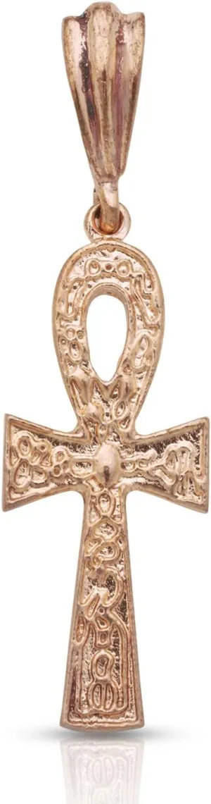 Real Copper Etched Ankh Pendant, Charm