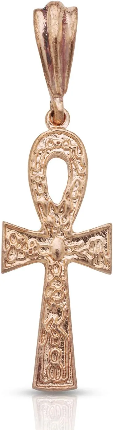 Real Copper Etched Ankh Pendant, Charm