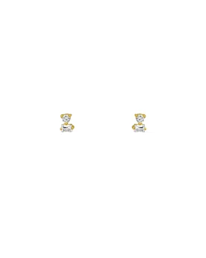 Rectangle Round Diamond Studs