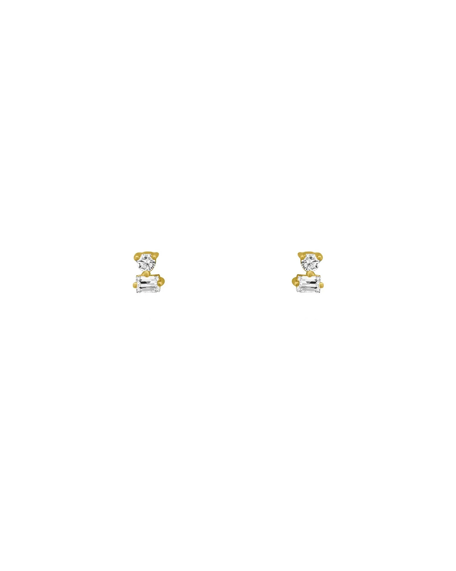 Rectangle Round Diamond Studs