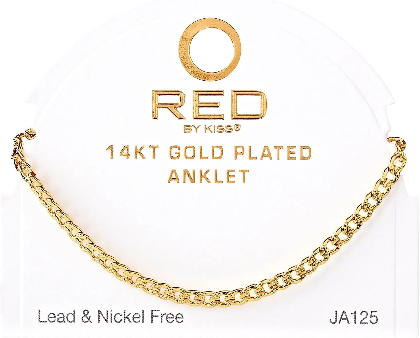 Red by Kiss 14K Gold Plated Glam Fashion Anklet, Hypoallergenic Cuff Link, Adjustable Strap, Lead & Nickel Free for Sensitive Skin