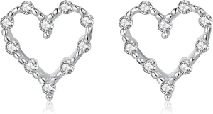 Reffeer Solid 925 Sterling Silver Hollow Heart Stud Earrings for Women Teens CZ Open Heart Earrings Stud Hypoallergenic