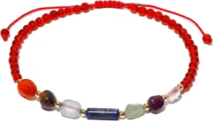Reiki 7 Chakra Beaded Anklet Spiritual Colorful Tumbled Stones and Crystals Ankle Bracelets for Women Meditation Yoga Beach Jewelry