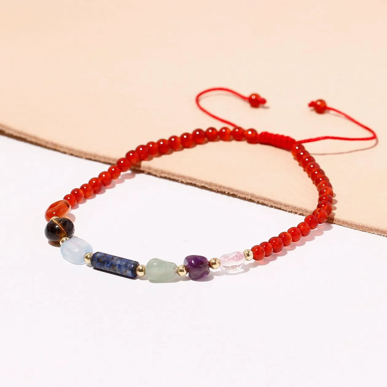 Reiki 7 Chakra Beaded Anklet Spiritual Colorful Tumbled Stones and Crystals Ankle Bracelets for Women Meditation Yoga Beach Jewelry