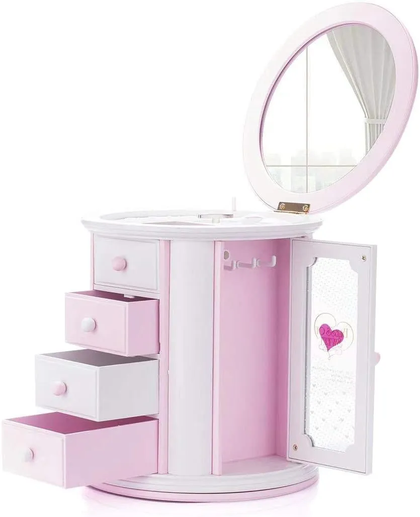 Renawe Girls Musical Jewelry Box Necklace Storage Accessories Gifts Cute Kids Jewelry Boxes for Little Girl Toddler Children Jewelry Organizer Best Girls Birthday Gift Stuff Child Music Jewelry Box