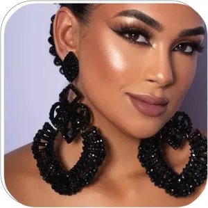 Rhinestone Black Dangle Earrings for women Crystal Geometric Drop Statement Earrings Costume Jewelry